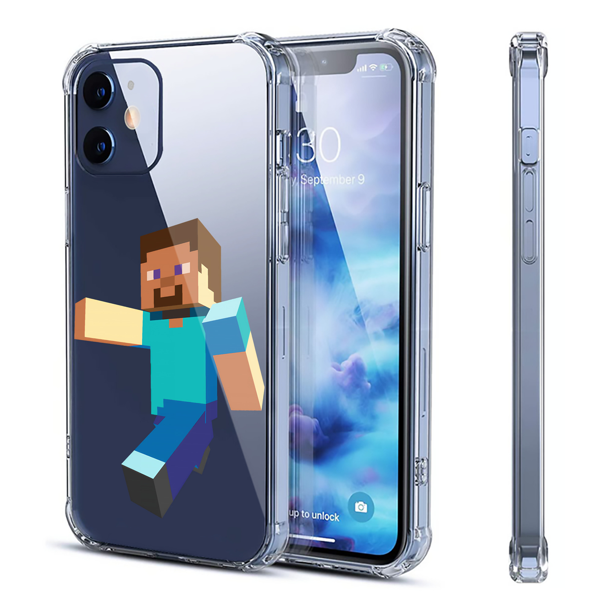 （画像用） マインクラフト ブロックの世界 Minecraft MC Block world 【iPhone 12シリーズ対応】透明スマホケース（クリアソフトケース）